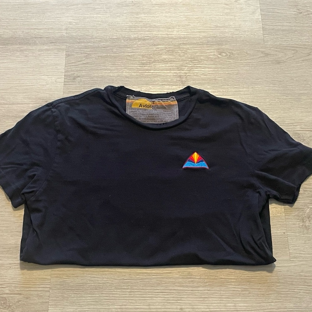 Aviator Nation Black T-Shirt with Colorful Patch Logo - Picture 4 of 5